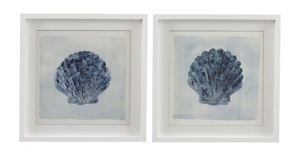 Basset Mirror Blue Framed Print Of Oceanic Inspiration With Matte White Molding And Pacific Blue Accents Blue Wood,Glass,Paper,Foam Core 9902-322b