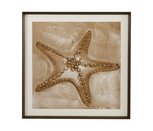 Basset Mirror Neutral Starfish Framed Print - Elegant Coastal Decor With Matte White Molding & Dark Tan Matboard Tan Wood,Glass,Paper,Foam Core 9902-329b