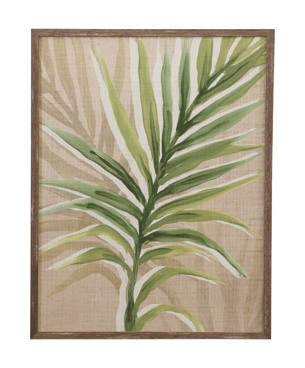 Basset Mirror Burlap Framed Print With Rustic Barnwood Frame - Elegant Palm Frond Artwork For Home Decor Green Wood,Glass,Paper,Foam Core 9902-330a