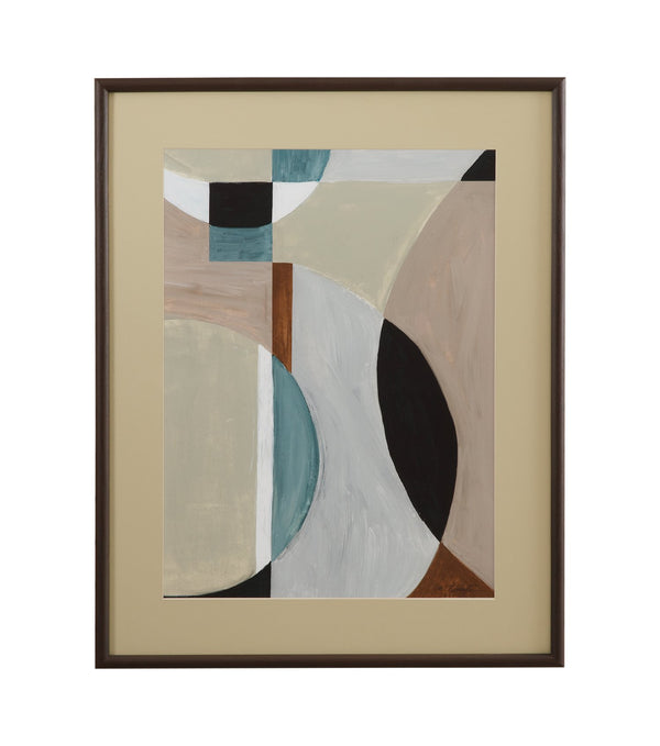 Basset Mirror Curved Artistic Print Framed In Elegant Wood With Celery Matboard For Modern Home Décor Display Brown Wood,Glass,Paper,Foam Core 9902-332b