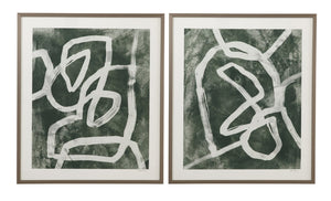 Basset Mirror Chalk Line Framed Prints Set Of 2 In Elegant Pewter Shadow Box Molding For Stylish Home Decor Green Wood 9902-333-000