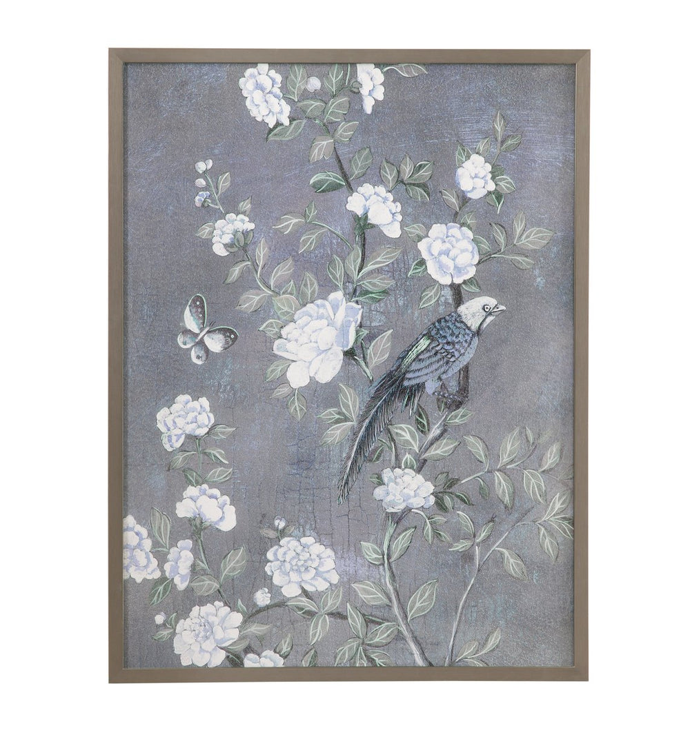 Basset Mirror Birds Framed Print In Pewter Shadow Box With Textured Finish For Stunning Home Décor Display Blue Wood,Glass,Paper,Foam Core 9902-335a
