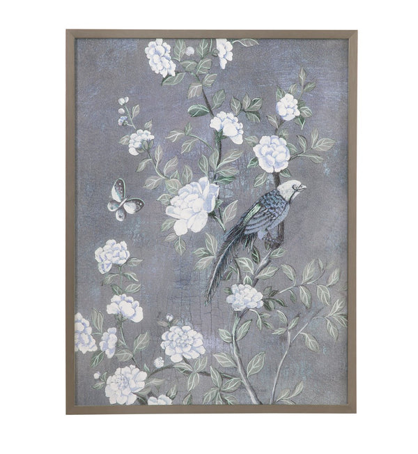 Basset Mirror Birds Framed Print In Pewter Shadow Box With Textured Finish For Stunning Home Décor Display Blue Wood,Glass,Paper,Foam Core 9902-335a