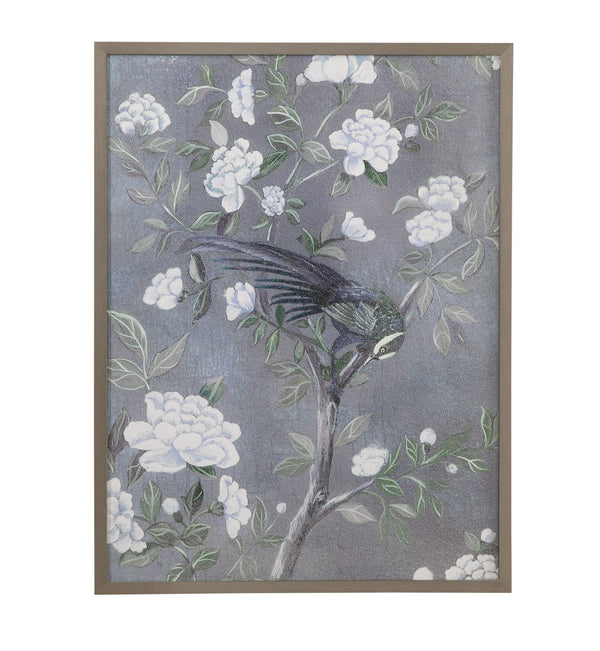 Basset Mirror Birds Framed Print In Pewter Shadow Box With Textured Finish For Stunning Home Décor Display Blue Wood,Glass,Paper,Foam Core 9902-335b