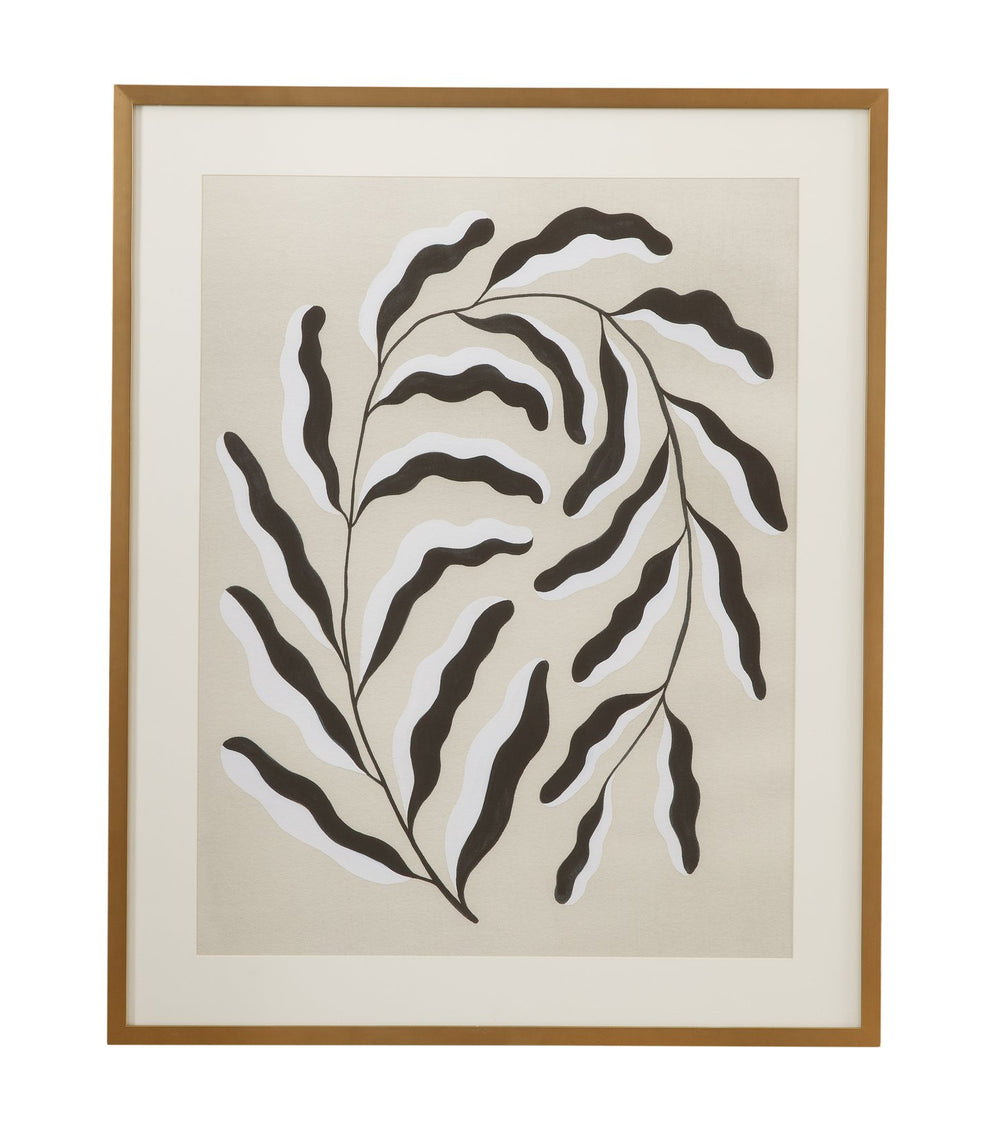 Basset Mirror Emerging Weeds Ii Framed Art Print In Elegant Gold Shadowbox With Soft White Matboard Accent Tan Wood,Glass,Paper,Foam Core 9902-336a