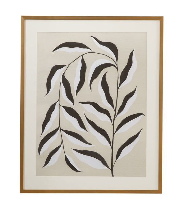 Basset Mirror Emerging Weeds Ii Framed Art Print In Elegant Gold Shadowbox With Soft White Matboard Accent Tan Wood,Glass,Paper,Foam Core 9902-336b