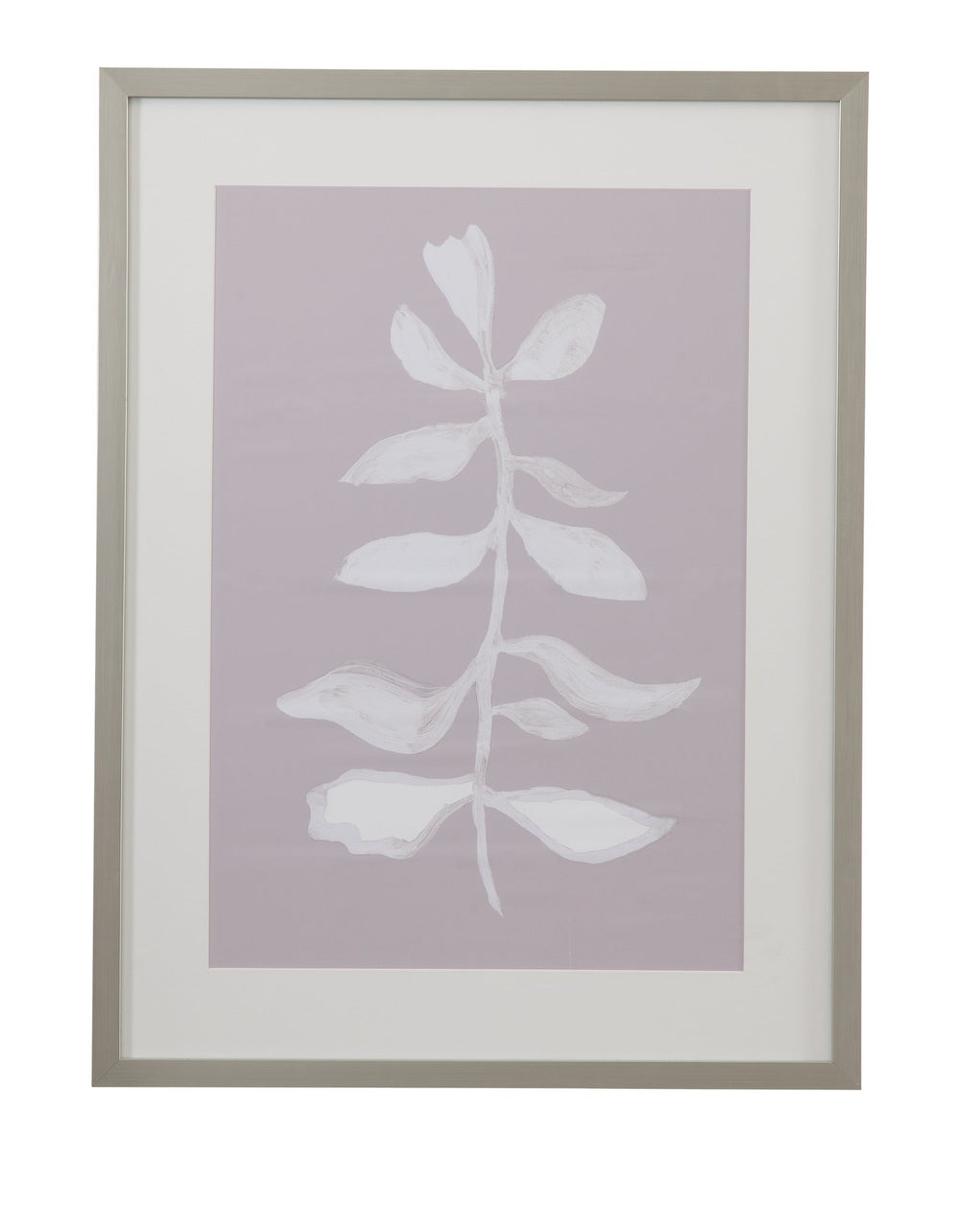 Basset Mirror Fresh Framed Print Of Elegant Greenery In Silver Shadow Box With White Mat For Stylish Decor White Wood,Glass,Paper,Foam Core 9902-339a
