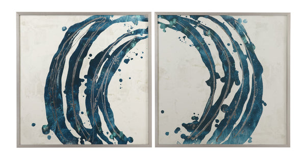 Basset Mirror Embellished Limited Edition Framed Print On Cotton Rag Paper In Silver Shadow Box Frame For Art Lovers Blue Wood,Glass,Paper,Foam Core 9902-341a