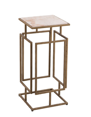 Basset Mirror Audrey Accent Table - Modern Design With Antique Bronze Iron Base & Luxurious Italian Marble Top Brass Iron,Marble 9902-lr-223