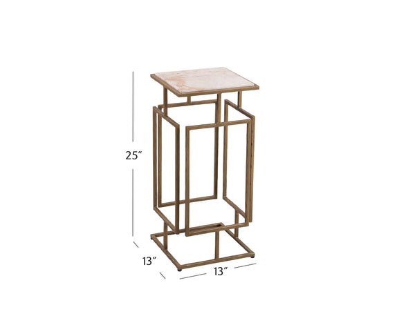 Basset Mirror Audrey Accent Table - Modern Design With Antique Bronze Iron Base & Luxurious Italian Marble Top Brass Iron,Marble 9902-lr-223