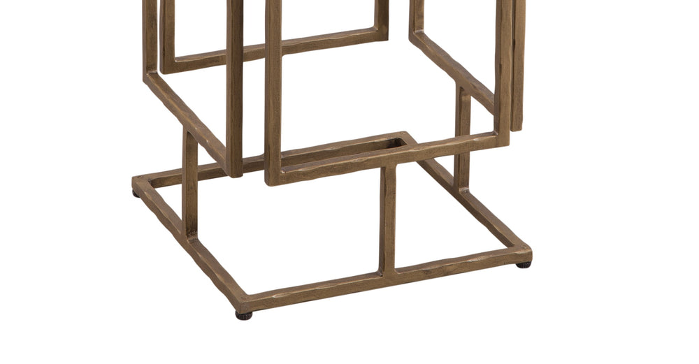 Basset Mirror Audrey Accent Table - Modern Design With Antique Bronze Iron Base & Luxurious Italian Marble Top Brass Iron,Marble 9902-lr-223