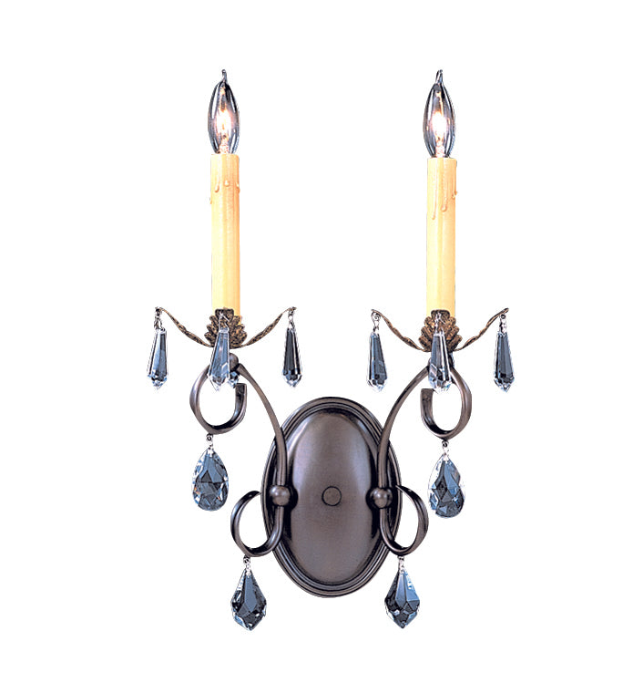 Framburg 2-light Elegant Liebestraum Sconce - Usa-made Crystal-trimmed Lighting For Any Decor Style Brushed Nickel Metal 2962 Bn