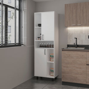 English Elm Bentonia Pantry Cabinet White – Engineered Wood, Adjustable Shelves, Slim 43.7" L x 20.5" W storage B092P315580