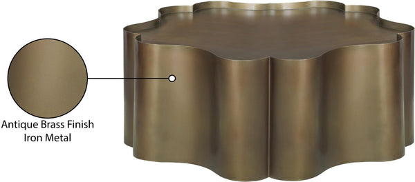 Meridian Furniture Eloise Sculptural Coffee Table with Artistic Base Detail for Stylish Modern Living Rooms Brass Iron 99022Gold-CT