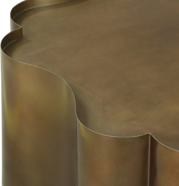 Meridian Furniture Eloise Sculptural Coffee Table with Artistic Base Detail for Stylish Modern Living Rooms Brass Iron 99022Gold-CT