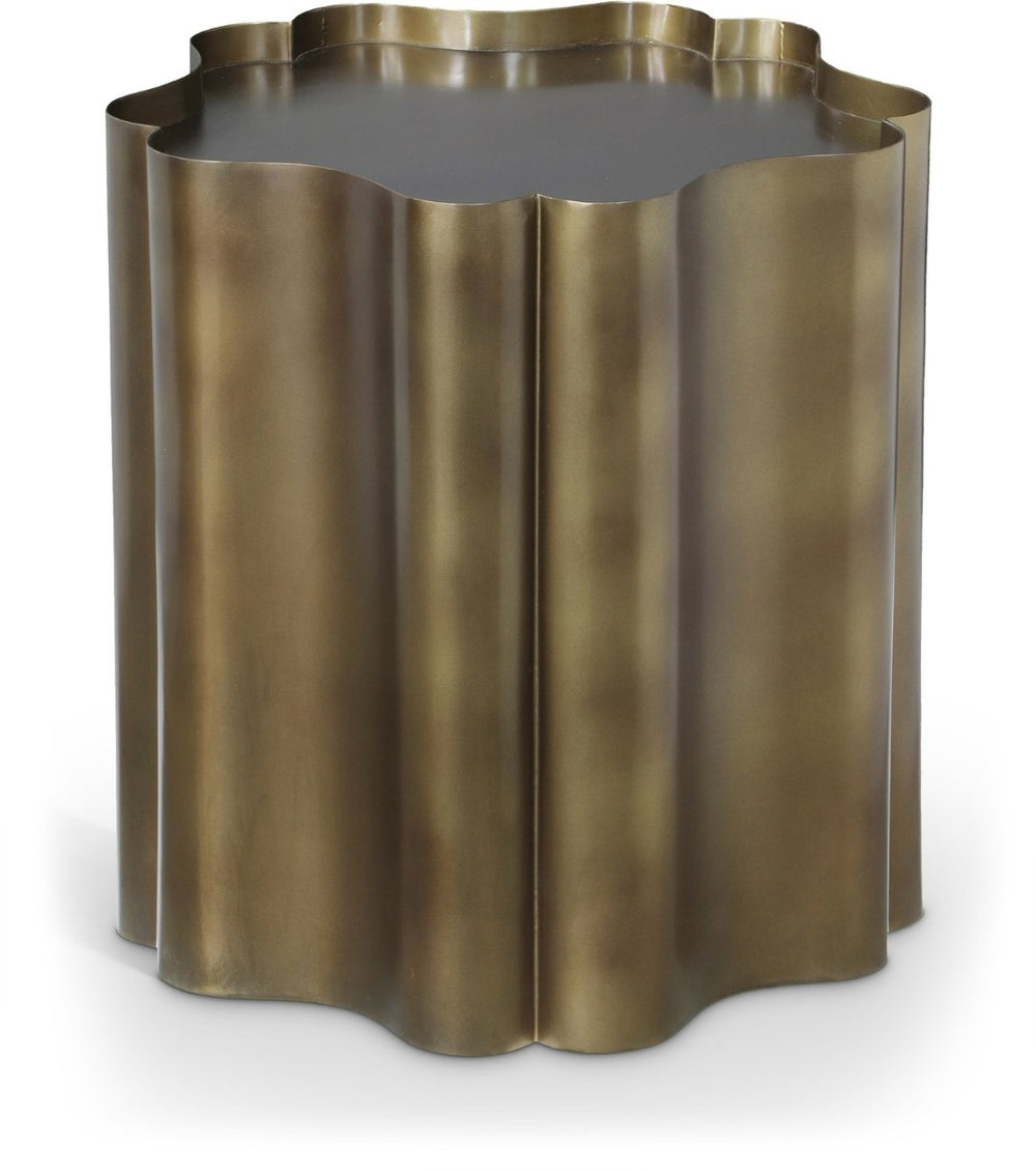 Meridian Furniture Eloise Sculptural Clover Forged Iron Accent End Table for Eclectic Modern Interiors Brass 99022Gold-ET