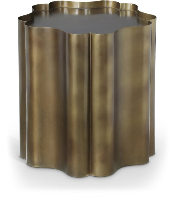 Meridian Furniture Eloise Sculptural Clover Forged Iron Accent End Table for Eclectic Modern Interiors Brass 99022Gold-ET