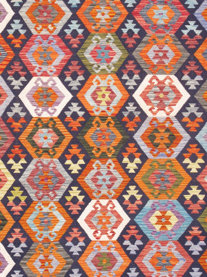Pasargad Home Kilim Collection Handcrafted Reversible Wool Area Rug For Timeless Elegance   990247 8.06x11
