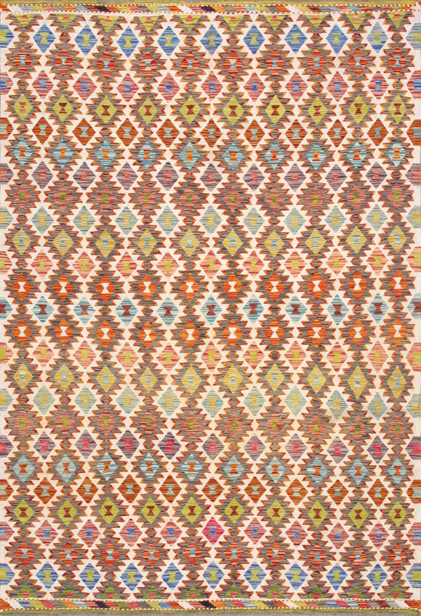 Pasargad Home Kilim Collection Handcrafted Reversible Wool Area Rug For Timeless Elegance   990248 7x10