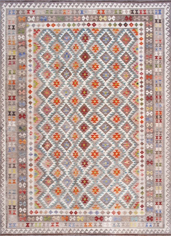 Pasargad Home Kilim Collection Handcrafted Reversible Wool Area Rug For Timeless Elegance   990254 8x11