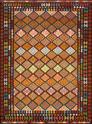 Pasargad Home Kilim Collection Handcrafted Reversible Wool Area Rug For Timeless Elegance   990256 8x11