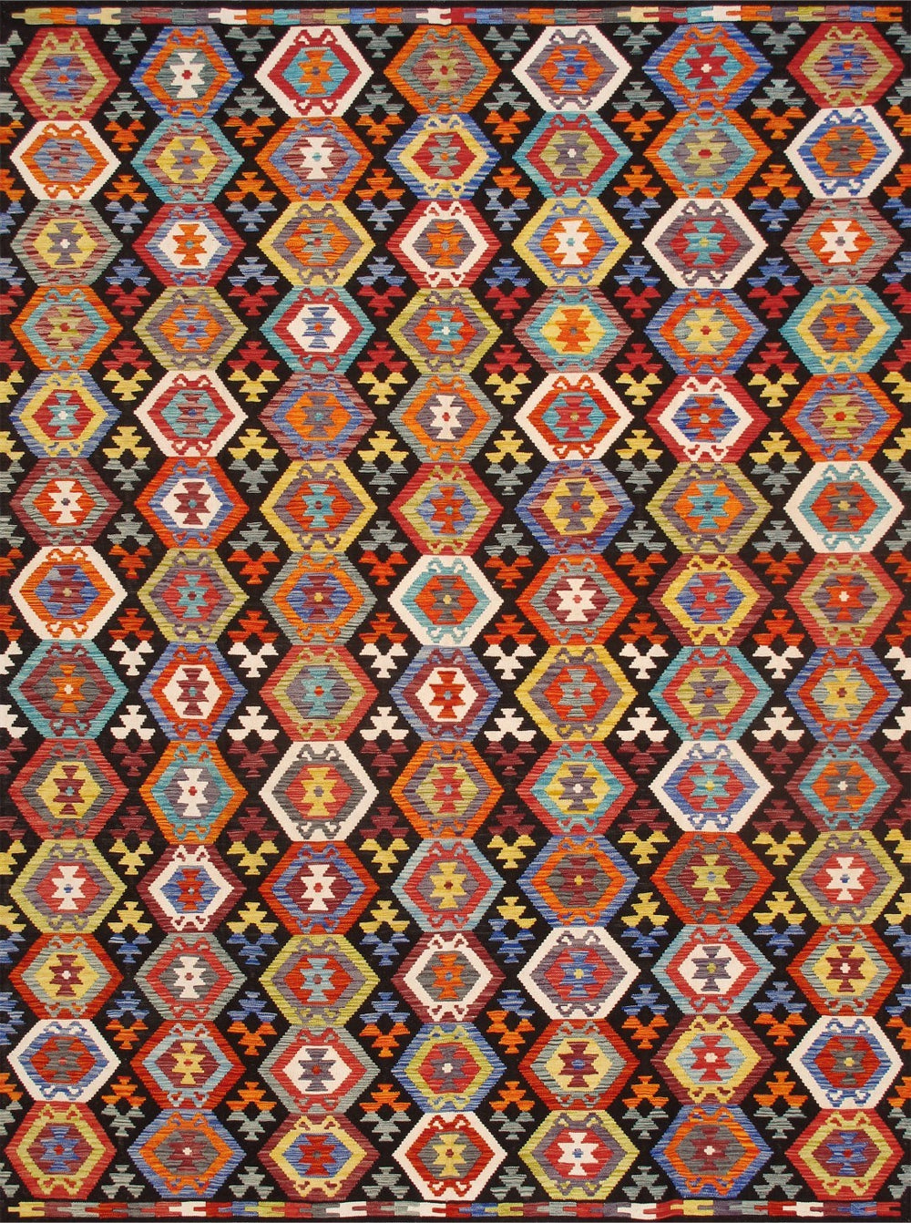 Pasargad Home Kilim Collection Handcrafted Reversible Wool Area Rug For Timeless Elegance   990258 8x11