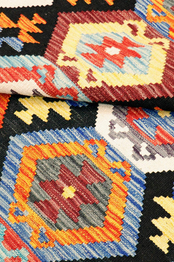 Pasargad Home Kilim Collection Handcrafted Reversible Wool Area Rug For Timeless Elegance   990258 8x11