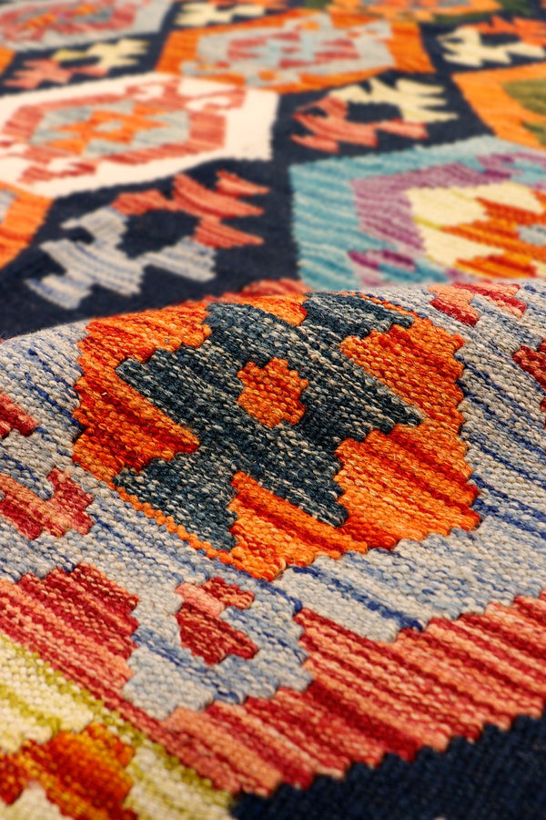 Pasargad Home Kilim Collection Handcrafted Reversible Wool Area Rug For Timeless Elegance   990258 8x11