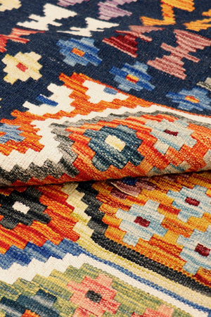 Pasargad Home Kilim Collection Handcrafted Reversible Wool Area Rug For Timeless Elegance   990259 8x11