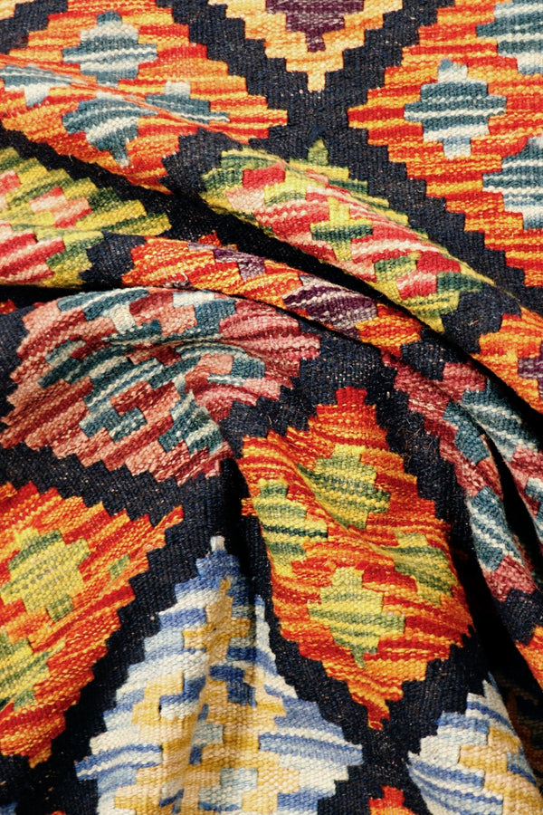 Pasargad Home Kilim Collection Handcrafted Reversible Wool Area Rug For Timeless Elegance   990261 8.06x11.06