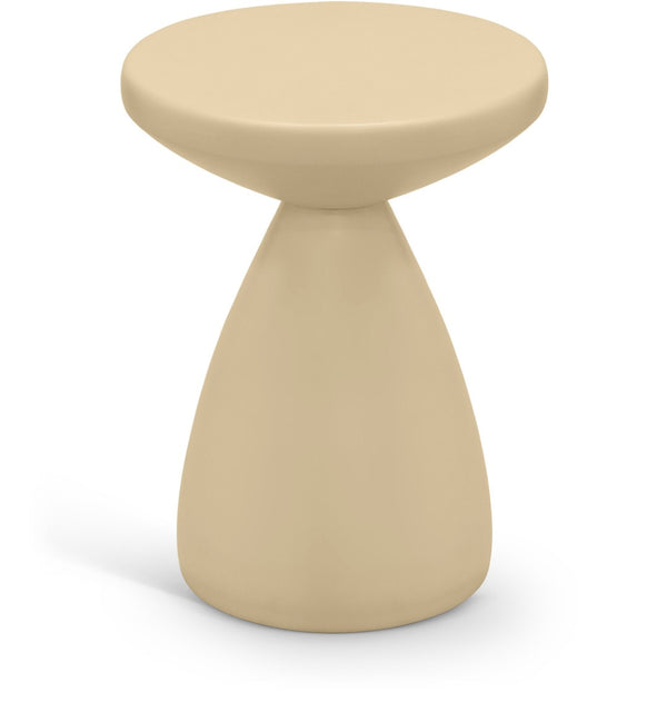 Meridian Furniture Anika Sculptural End Table with Geometric Open Frame for Modern Living and Bedroom Spaces Beige Iron 99026Beige-ET