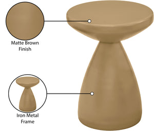 Meridian Furniture Anika Sculptural End Table with Geometric Open Frame for Modern Living and Bedroom Spaces Brown Iron 99026Brown-ET