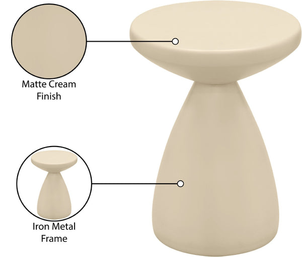 Meridian Furniture Anika Sculptural End Table with Geometric Open Frame for Modern Living and Bedroom Spaces Cream Iron 99026Cream-ET