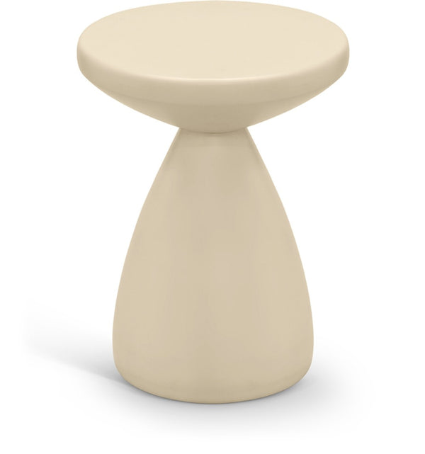 Meridian Furniture Anika Sculptural End Table with Geometric Open Frame for Modern Living and Bedroom Spaces Cream Iron 99026Cream-ET