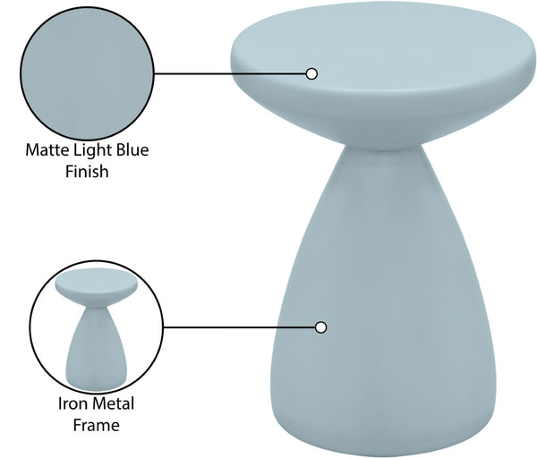 Meridian Furniture Anika Sculptural End Table with Geometric Open Frame for Modern Living and Bedroom Spaces Light Blue Iron 99026LtBlu-ET