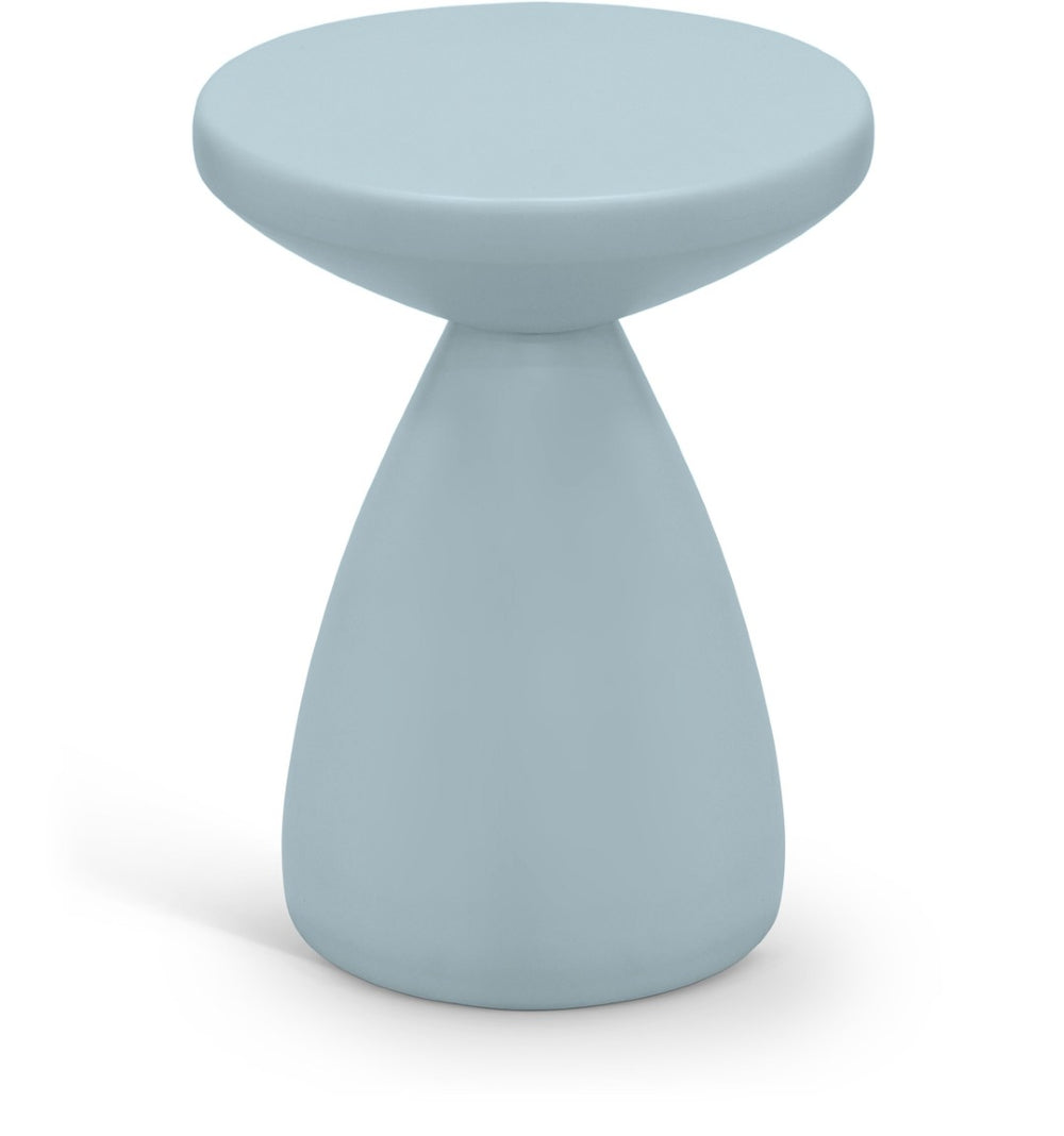 Meridian Furniture Anika Sculptural End Table with Geometric Open Frame for Modern Living and Bedroom Spaces Light Blue Iron 99026LtBlu-ET