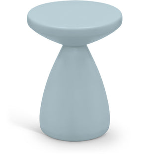 Meridian Furniture Anika Sculptural End Table with Geometric Open Frame for Modern Living and Bedroom Spaces Light Blue Iron 99026LtBlu-ET