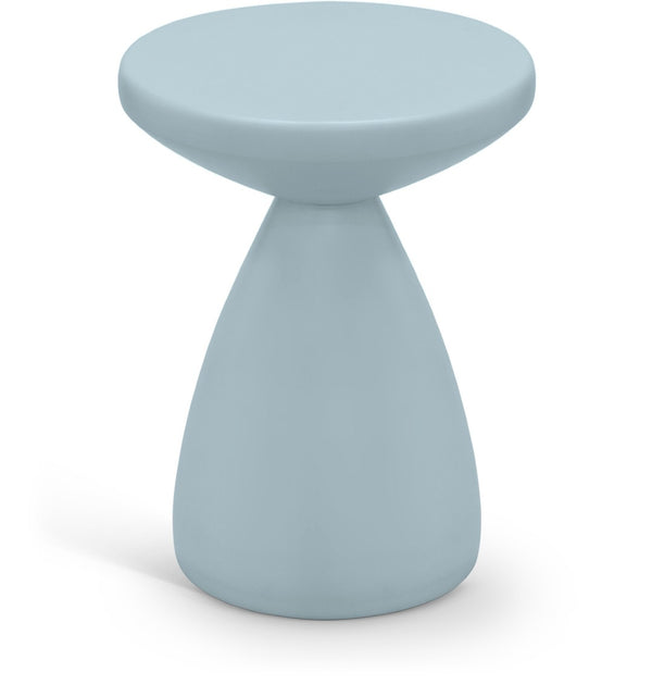 Meridian Furniture Anika Sculptural End Table with Geometric Open Frame for Modern Living and Bedroom Spaces Light Blue Iron 99026LtBlu-ET
