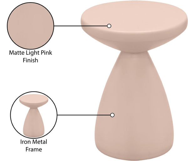 Meridian Furniture Anika Sculptural End Table with Geometric Open Frame for Modern Living and Bedroom Spaces Pink Iron 99026Pink-ET