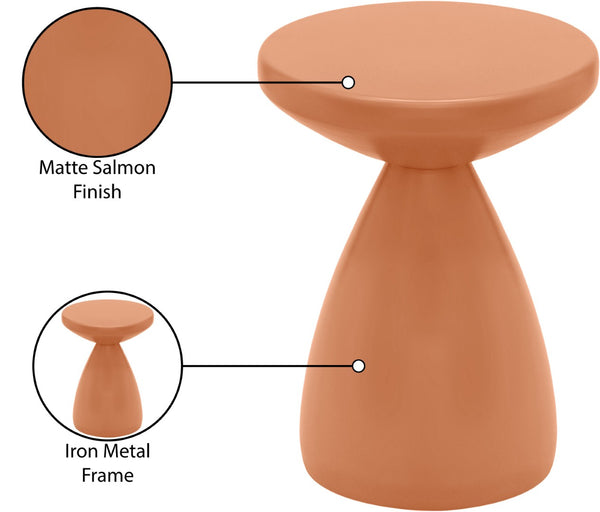 Meridian Furniture Anika Sculptural End Table with Geometric Open Frame for Modern Living and Bedroom Spaces Salmon Iron 99026Salmon-ET