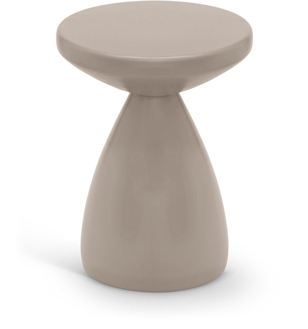 Meridian Furniture Anika Sculptural End Table with Geometric Open Frame for Modern Living and Bedroom Spaces Taupe Iron 99026Taupe-ET