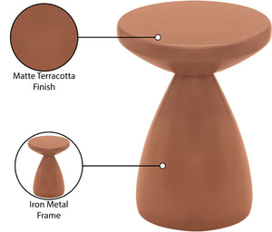 Meridian Furniture Anika Sculptural End Table with Geometric Open Frame for Modern Living and Bedroom Spaces Terracotta Iron 99026Terracotta-ET