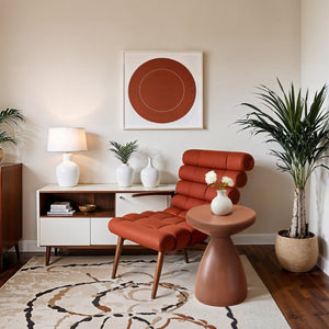 Meridian Furniture Anika Sculptural End Table with Geometric Open Frame for Modern Living and Bedroom Spaces Terracotta Iron 99026Terracotta-ET