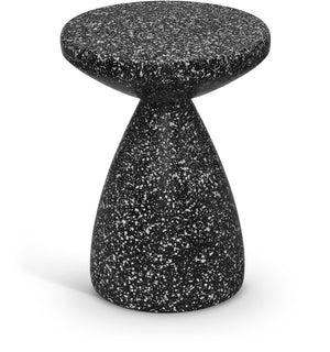 Meridian Furniture Anika Sculptural End Table with Geometric Open Frame for Modern Living and Bedroom Spaces Black Iron Terrazzo 99027Black-ET