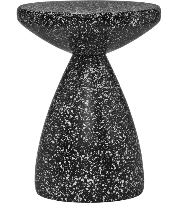 Meridian Furniture Anika Sculptural End Table with Geometric Open Frame for Modern Living and Bedroom Spaces Black Iron Terrazzo 99027Black-ET