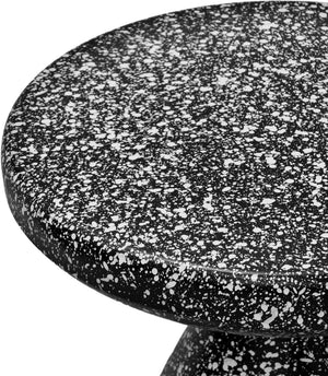 Meridian Furniture Anika Sculptural End Table with Geometric Open Frame for Modern Living and Bedroom Spaces Black Iron Terrazzo 99027Black-ET