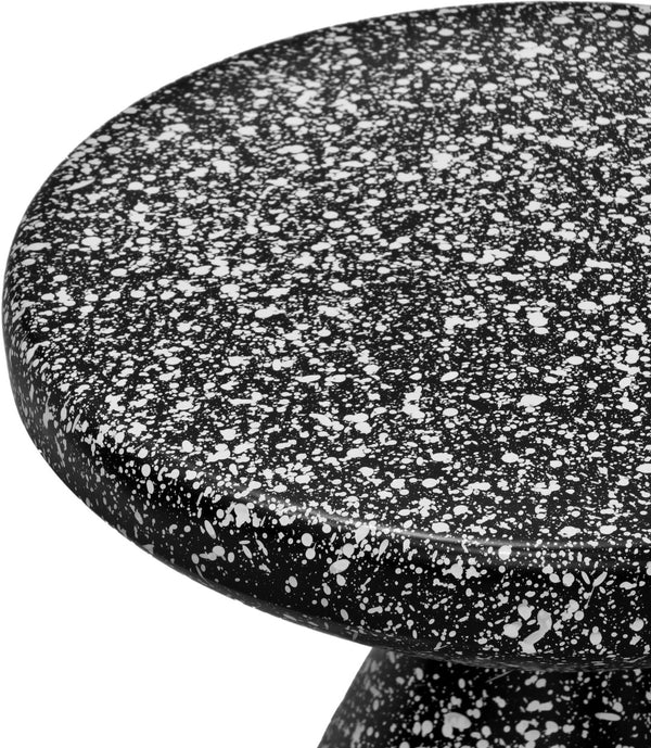 Meridian Furniture Anika Sculptural End Table with Geometric Open Frame for Modern Living and Bedroom Spaces Black Iron Terrazzo 99027Black-ET