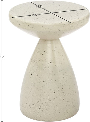 Meridian Furniture Anika Sculptural End Table with Geometric Open Frame for Modern Living and Bedroom Spaces Cream Iron Terrazzo 99027Cream-ET