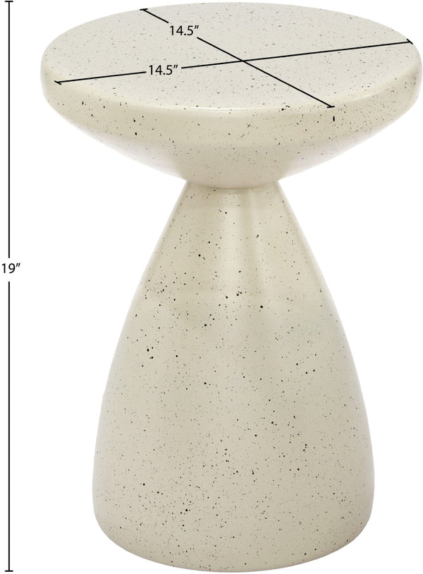 Meridian Furniture Anika Sculptural End Table with Geometric Open Frame for Modern Living and Bedroom Spaces Cream Iron Terrazzo 99027Cream-ET