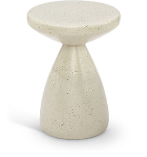 Meridian Furniture Anika Sculptural End Table with Geometric Open Frame for Modern Living and Bedroom Spaces Cream Iron Terrazzo 99027Cream-ET